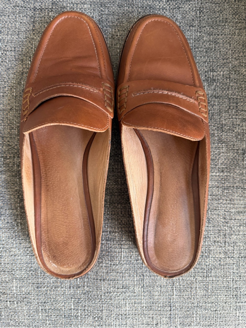 Madewell Women’s  Leather Slip-On Loafers mules in Cognac Brown